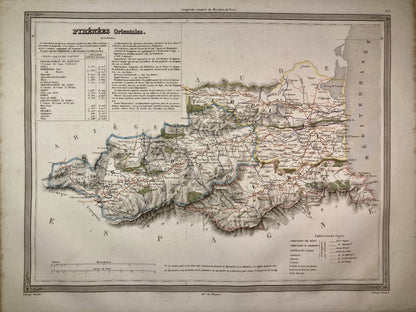 Carte départementale ancienne des Pyrénées-Orientales par Dufour