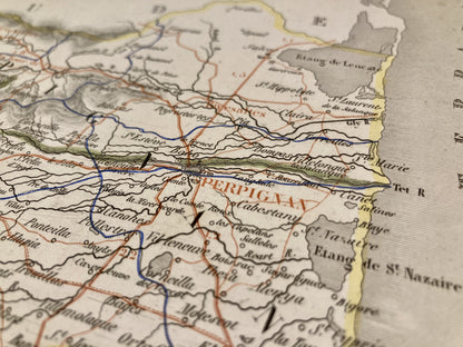Détail de la carte départementale ancienne des Pyrénées-Orientales par Dufour