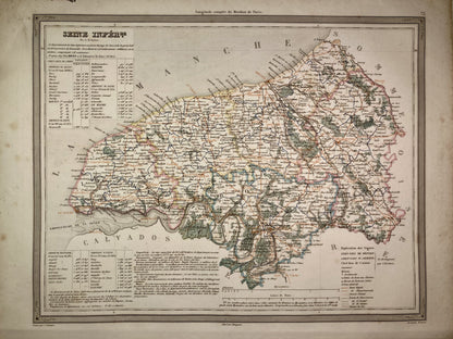 Carte départementale ancienne de la Seine-Maritime par Dufour