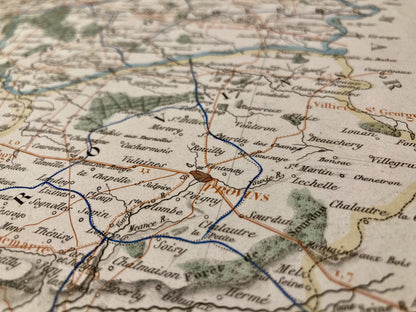 Détail de la carte départementale ancienne de la Seine-et-Marne par Dufour