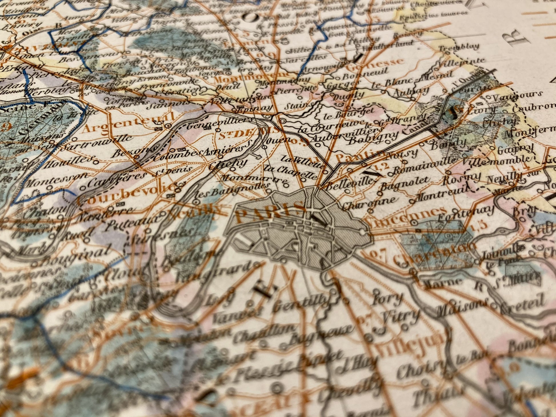 Détail de la carte départementale ancienne de la Seine-et-Oise par Dufour
