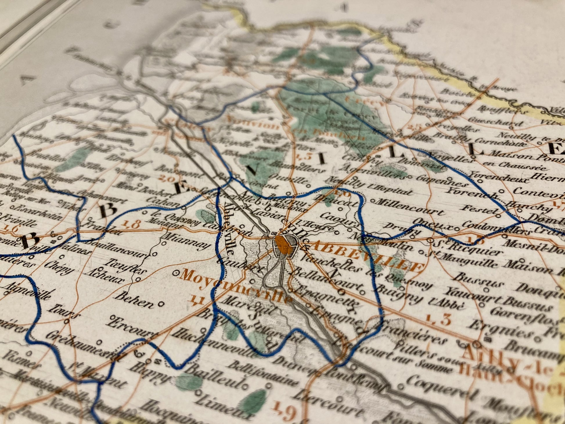 Détail de la carte départementale ancienne de la Somme par Dufour