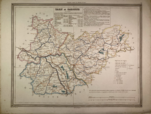 Carte départementale ancienne du Tarn-et-Garonne par Dufour