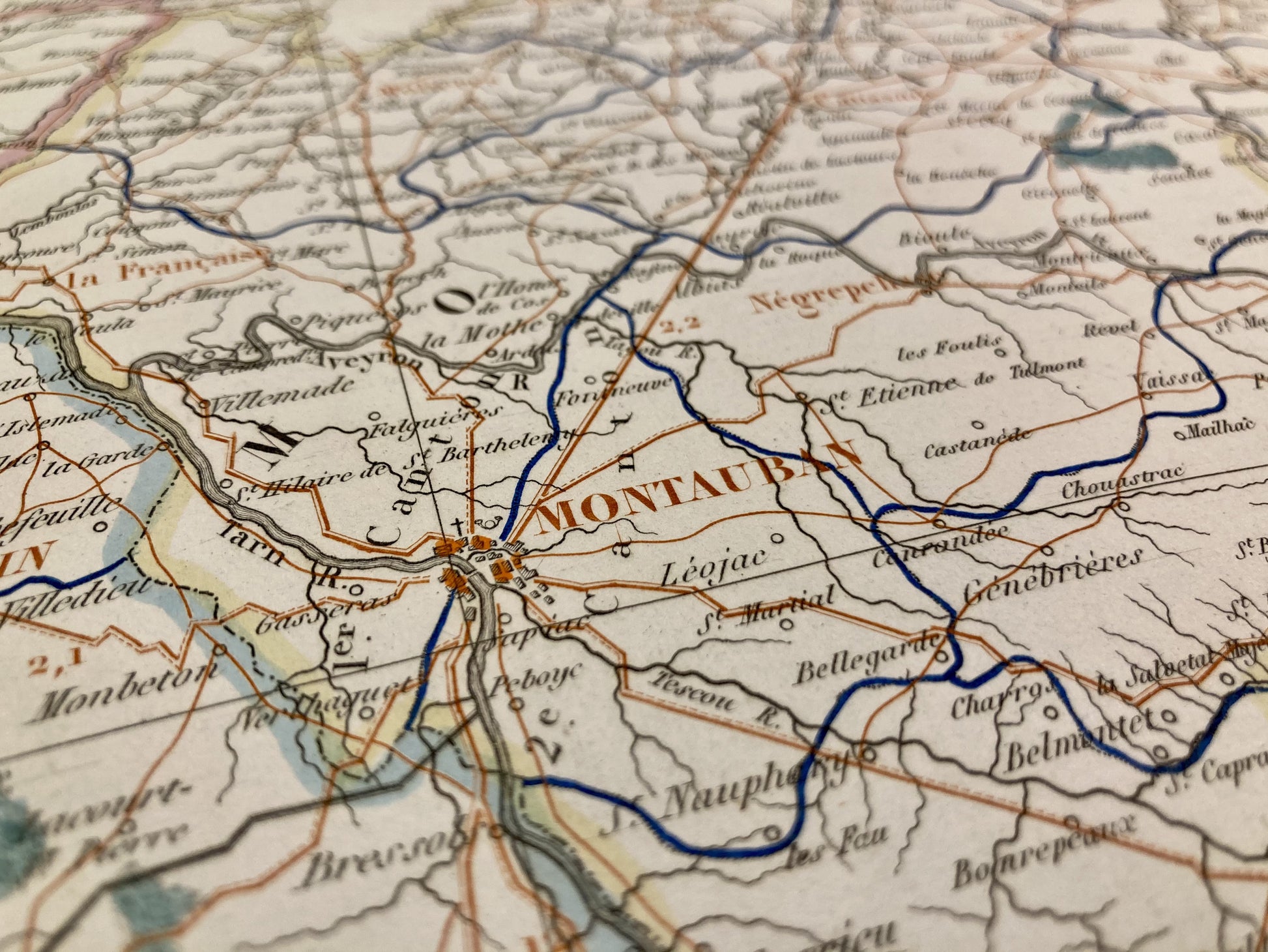 Détail de la carte départementale ancienne du Tarn-et-Garonne par Dufour
