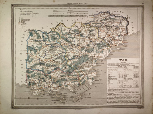 Carte départementale ancienne du Var par Dufour