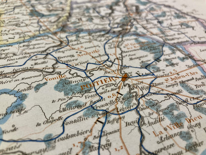 Détail de la carte départementale ancienne de la Vienne par Dufour