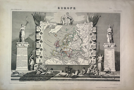 Carte ancienne de l'Europe illustrée