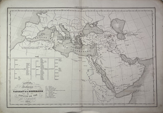 Carte ancienne de la géographie des hébreux par F. Delamarche