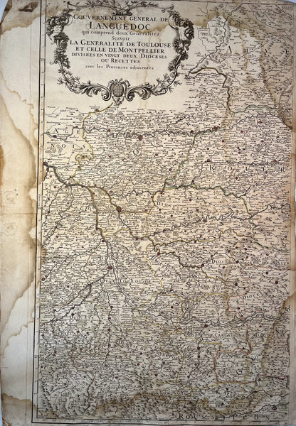 Carte ancienne du Languedoc partie Ouest