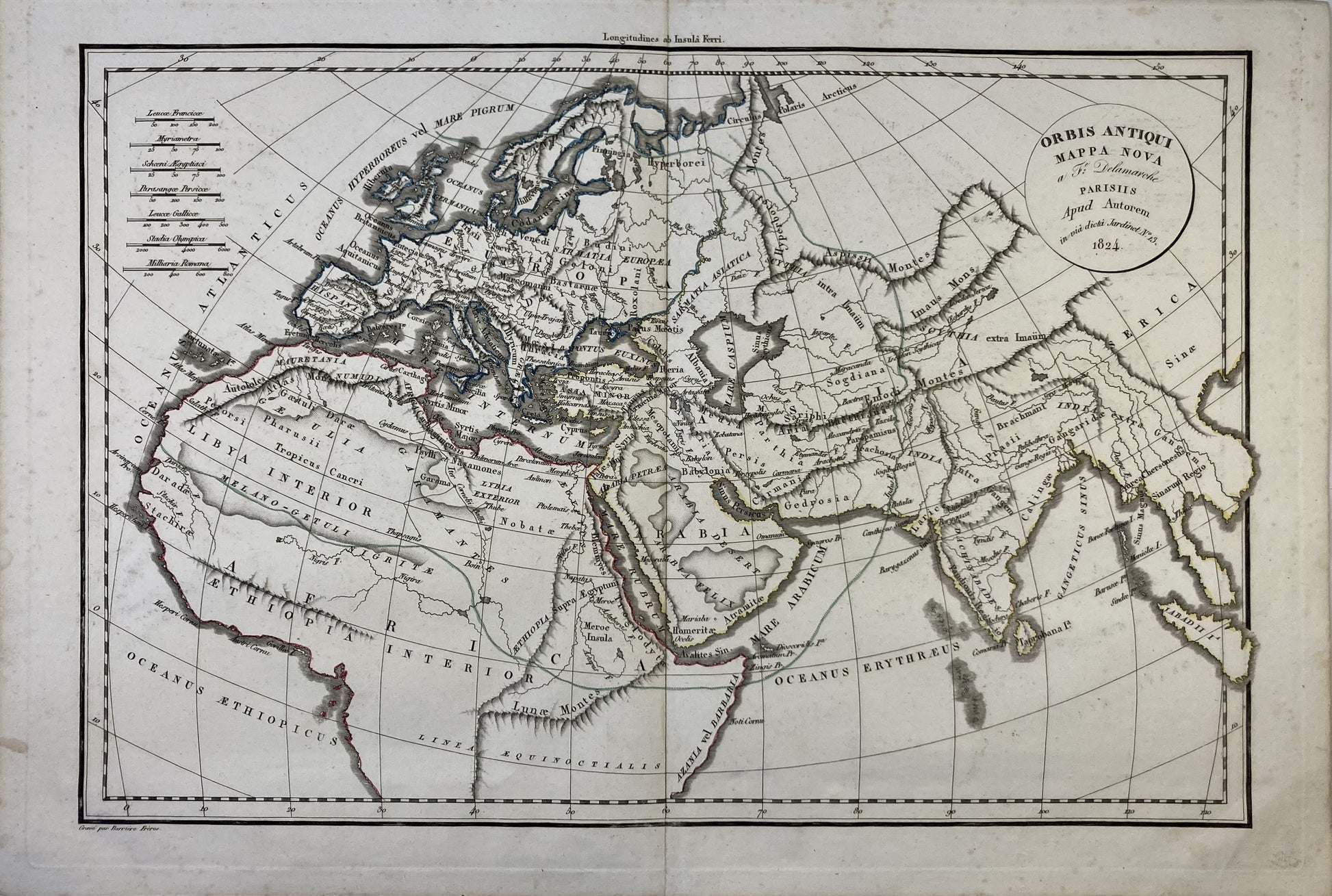 Carte ancienne du monde antique par Félix Delamarche