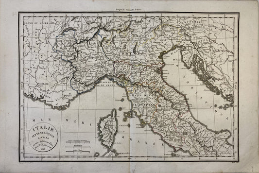 Carte ancienne du Nord de l'Italie par Félix Delamarche