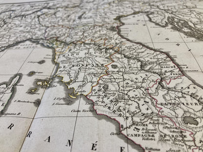 Détail de la carte ancienne du Nord de l'Italie par Félix Delamarche