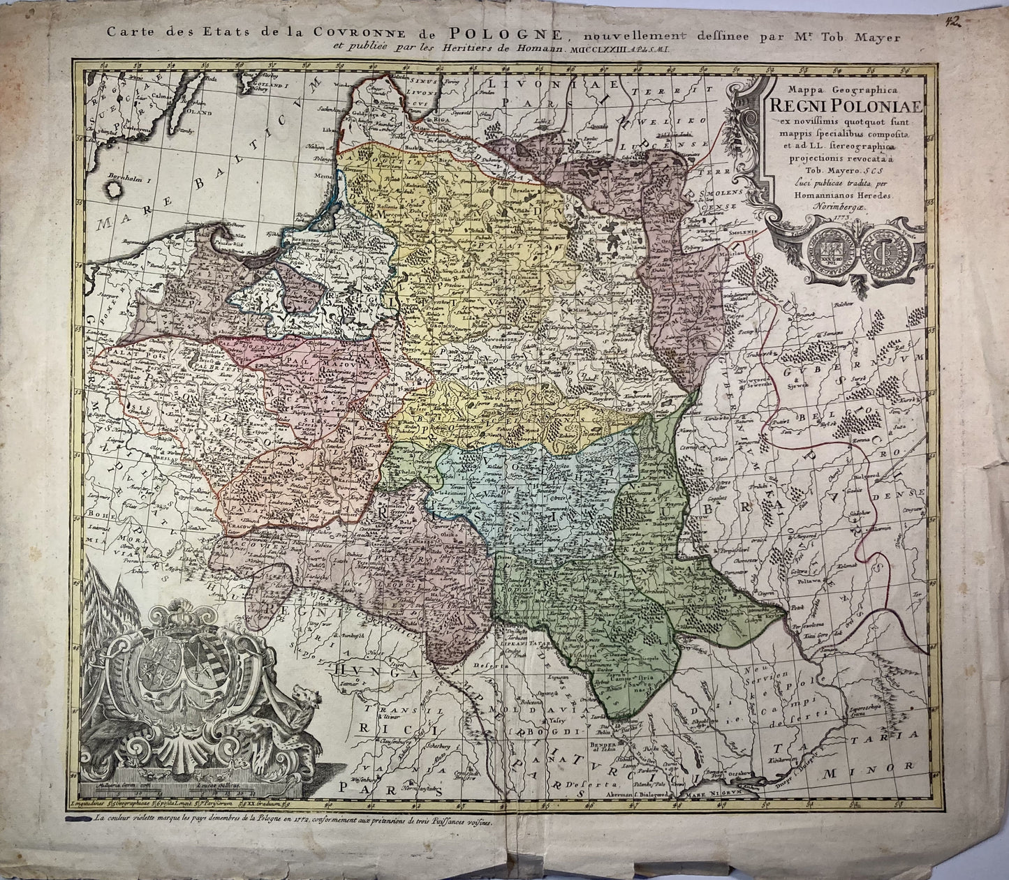 Carte ancienne de la Pologne par les héritiers Homann