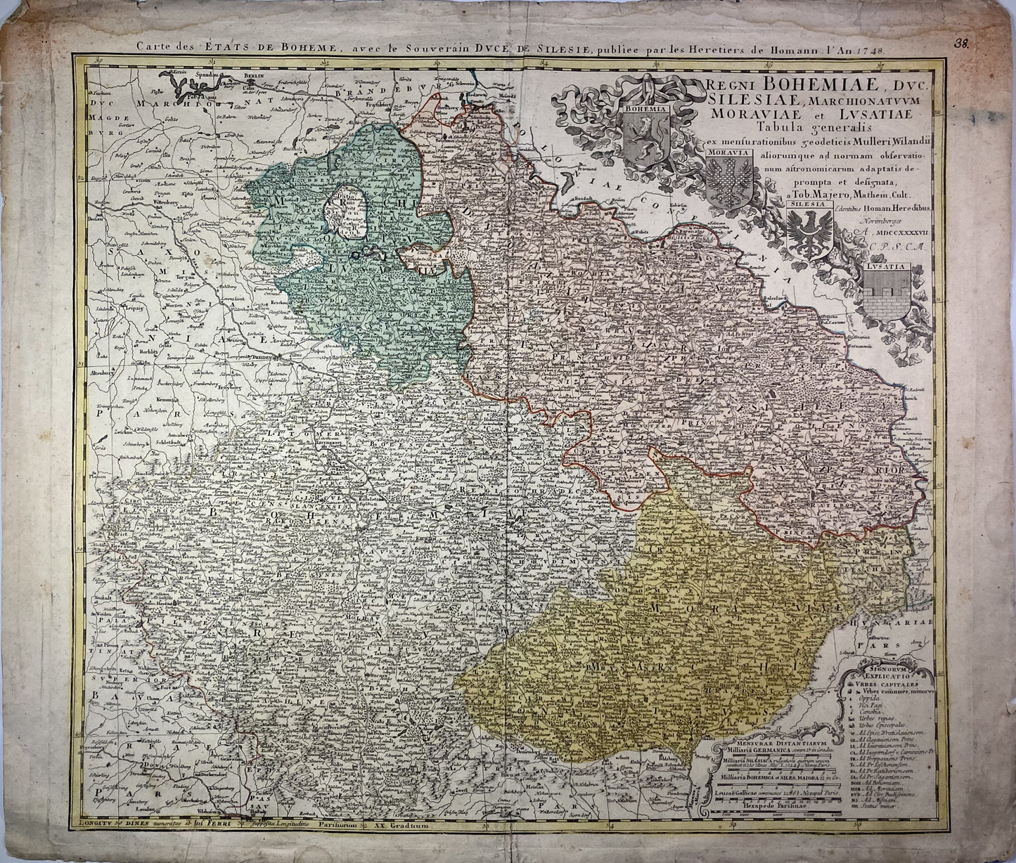 Carte ancienne de la Tchéquie par les Héritiers Homann - 1748