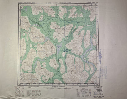 Carte ancienne du Canada, lac Dezadeash, Yukon