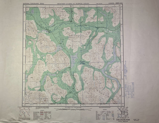 Carte ancienne du Canada, lac Dezadeash, Yukon