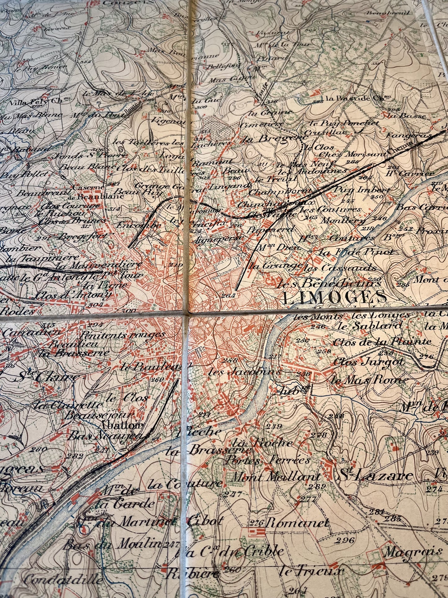 Carte géographique ancienne Limoges Limousin