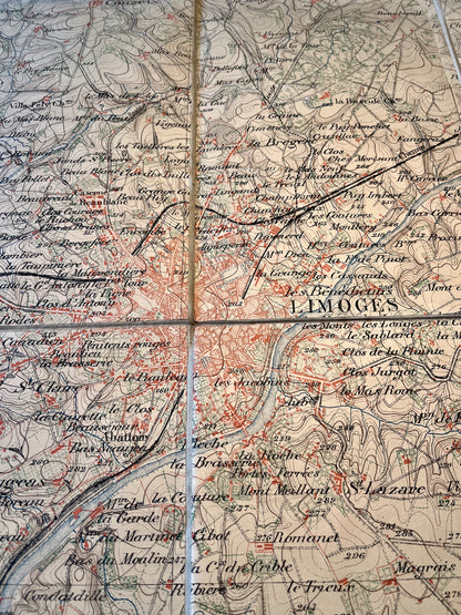 Carte géographique ancienne Limoges Limousin