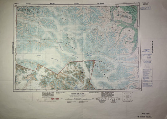 Carte ancienne du Mont-Saint-Élie, à la frontière entre l'Alaska et le Yukon