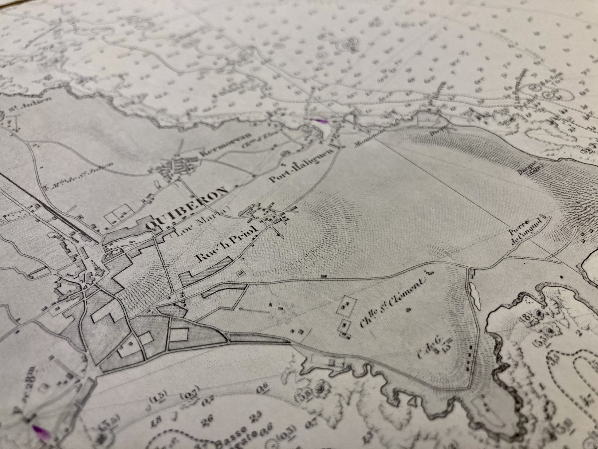 Détail de la carte marine ancienne de la Baie de Quiberon