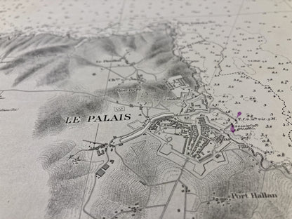 Détail de la carte marine ancienne de Belle-Île - Rade du Palais