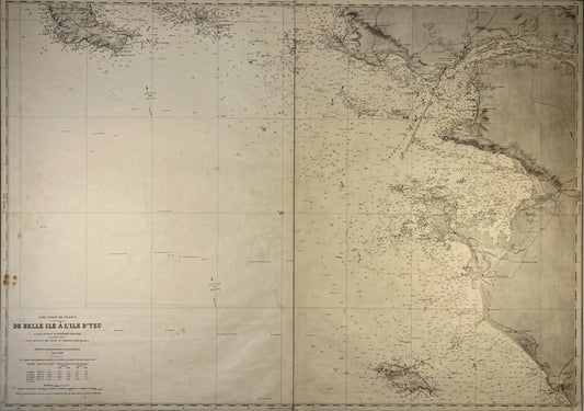 Carte marine ancienne de Belle-Île à l'Île d'Yeu