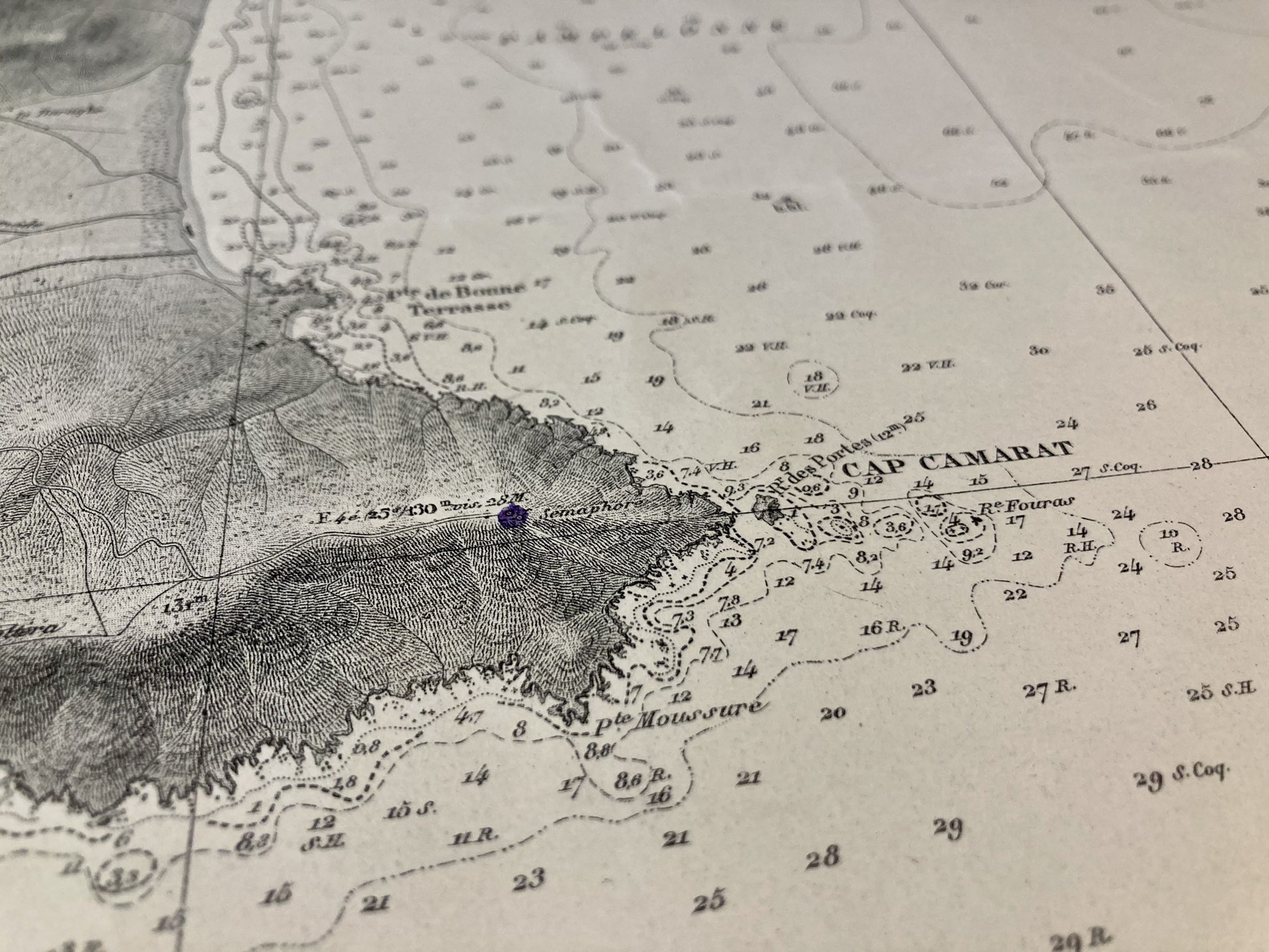 Détail de la carte Marine ancienne des baies de Briande, Bon-Porté et Pampelonne
