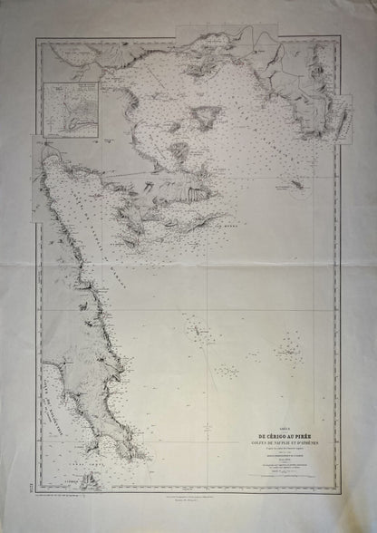 Carte Marine ancienne des Golfes de Nauplie et Athènes