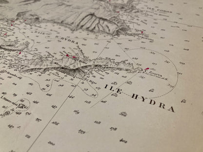 Détail sur Hydra de la carte Marine ancienne des Golfes de Nauplie et Athènes