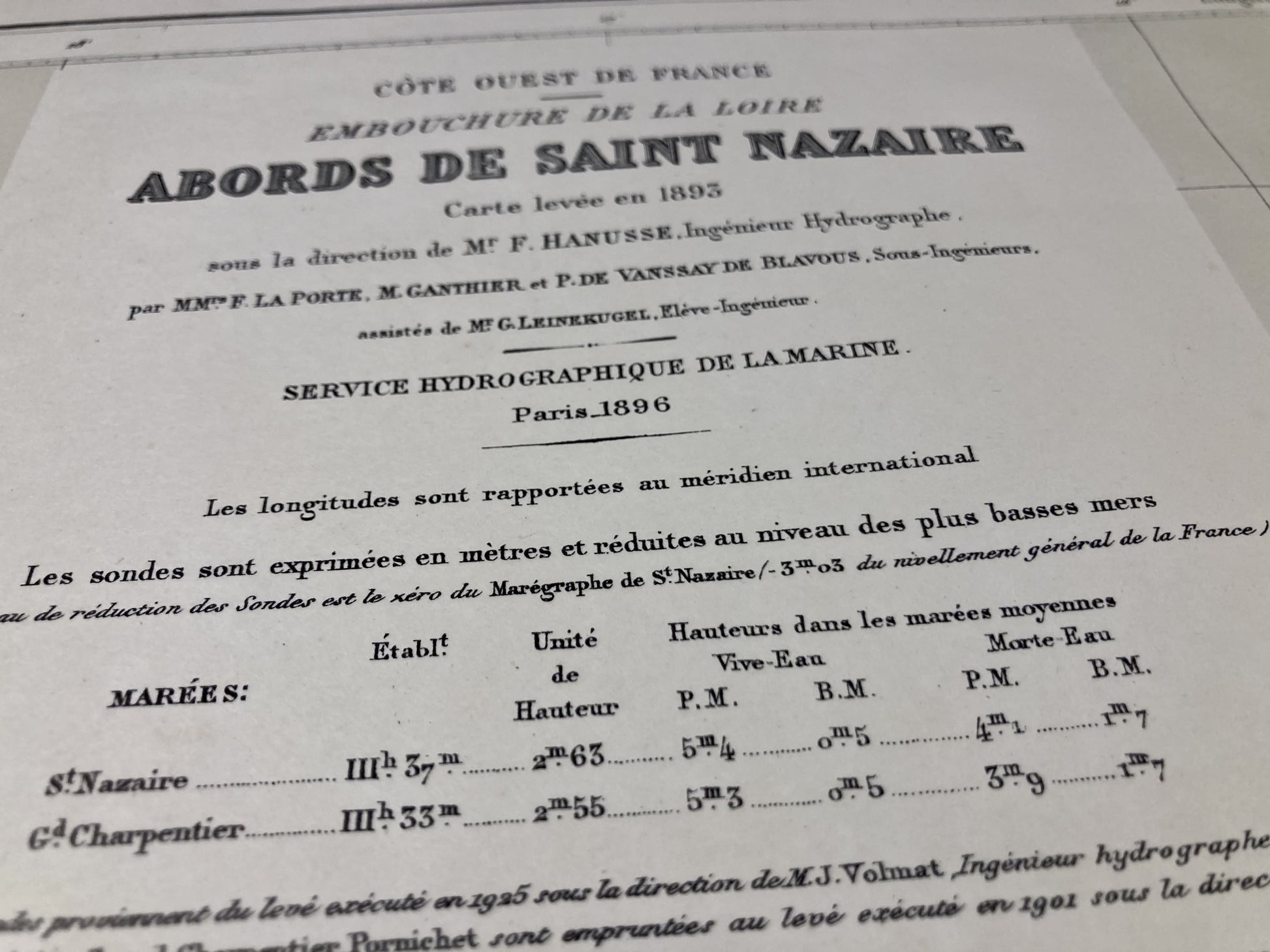 Cartouche de la carte marine ancienne des abords de Saint-Nazaire