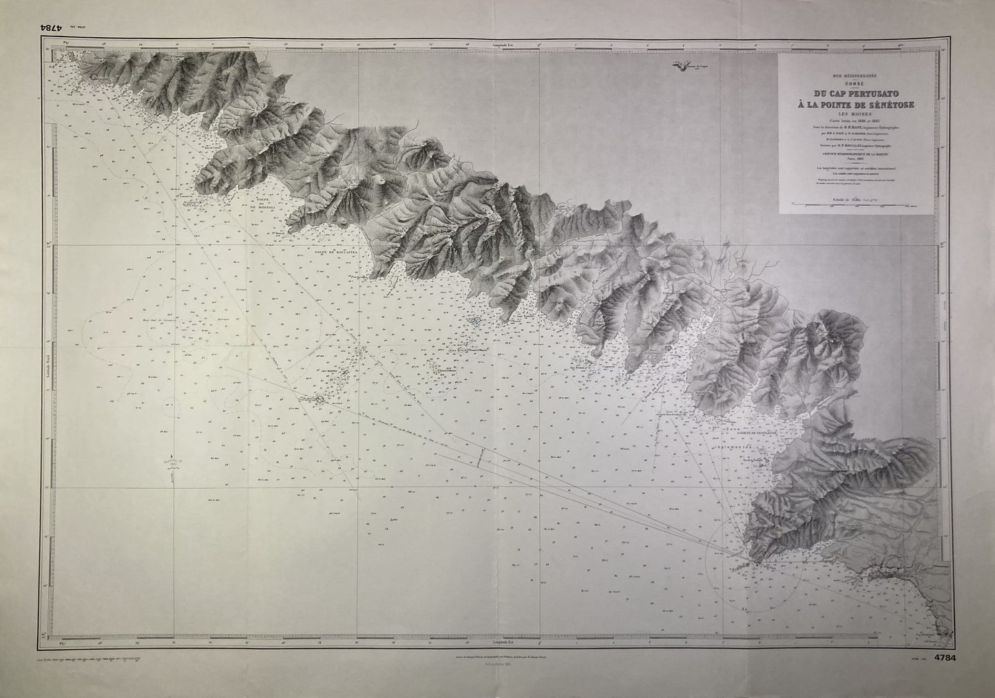 Carte marine ancienne du Cap Pertusato à la Pointe de Sénétose