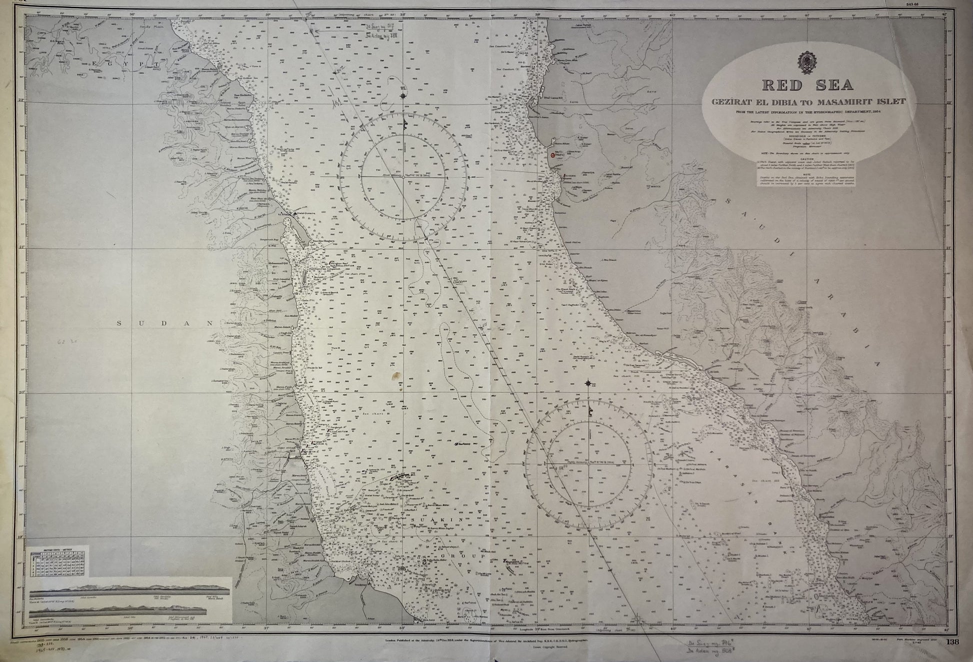 Carte Marine ancienne du centre de la Mer Rouge