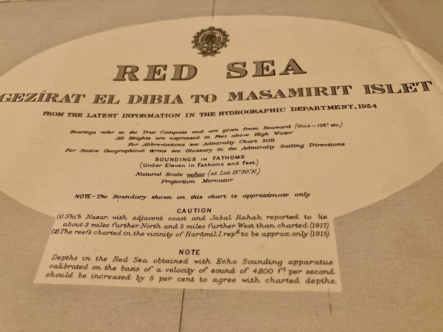 Cartouche de la carte Marine ancienne du centre de la Mer Rouge
