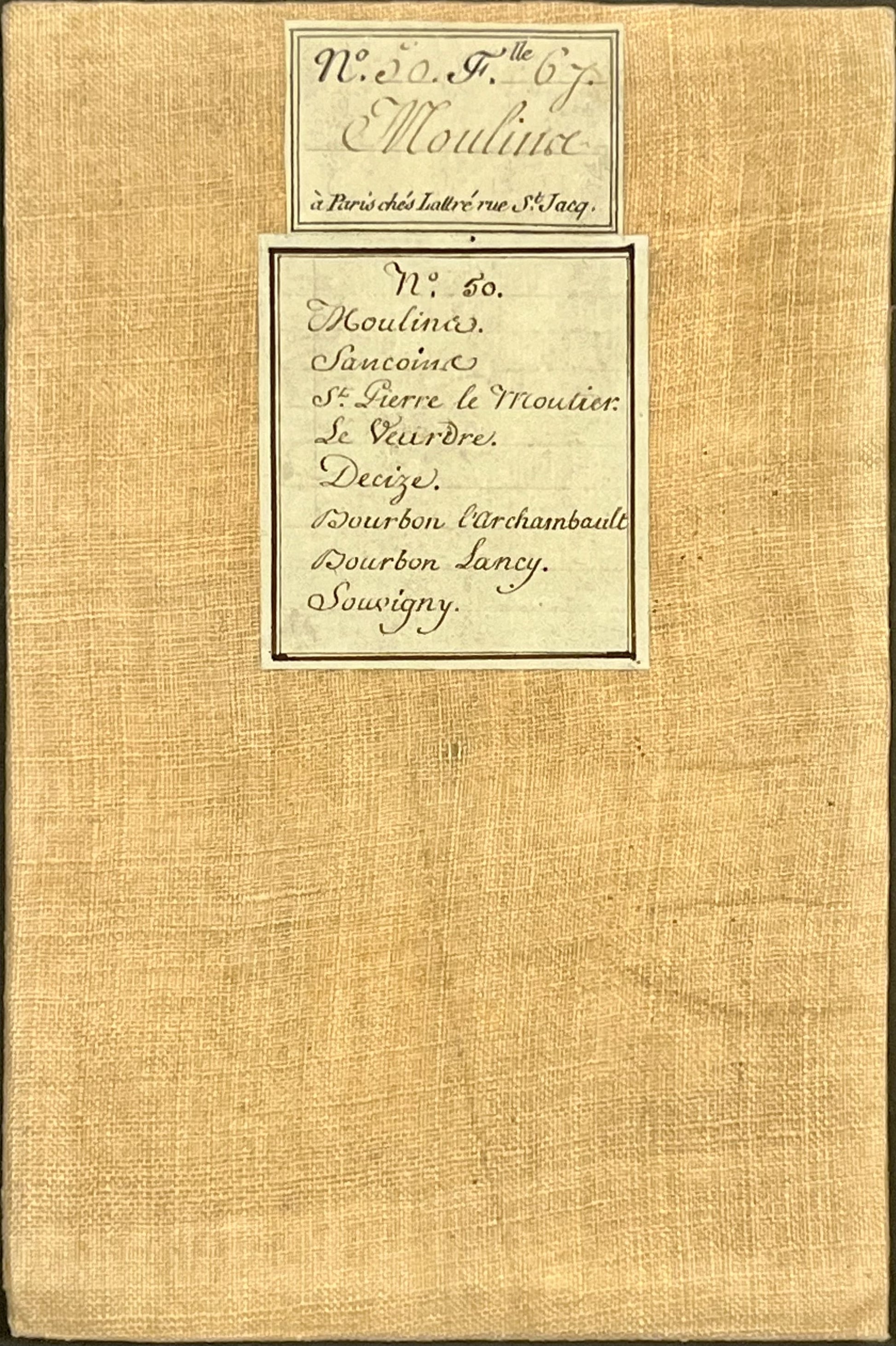Carte Cassini ancienne entoilee Moulins