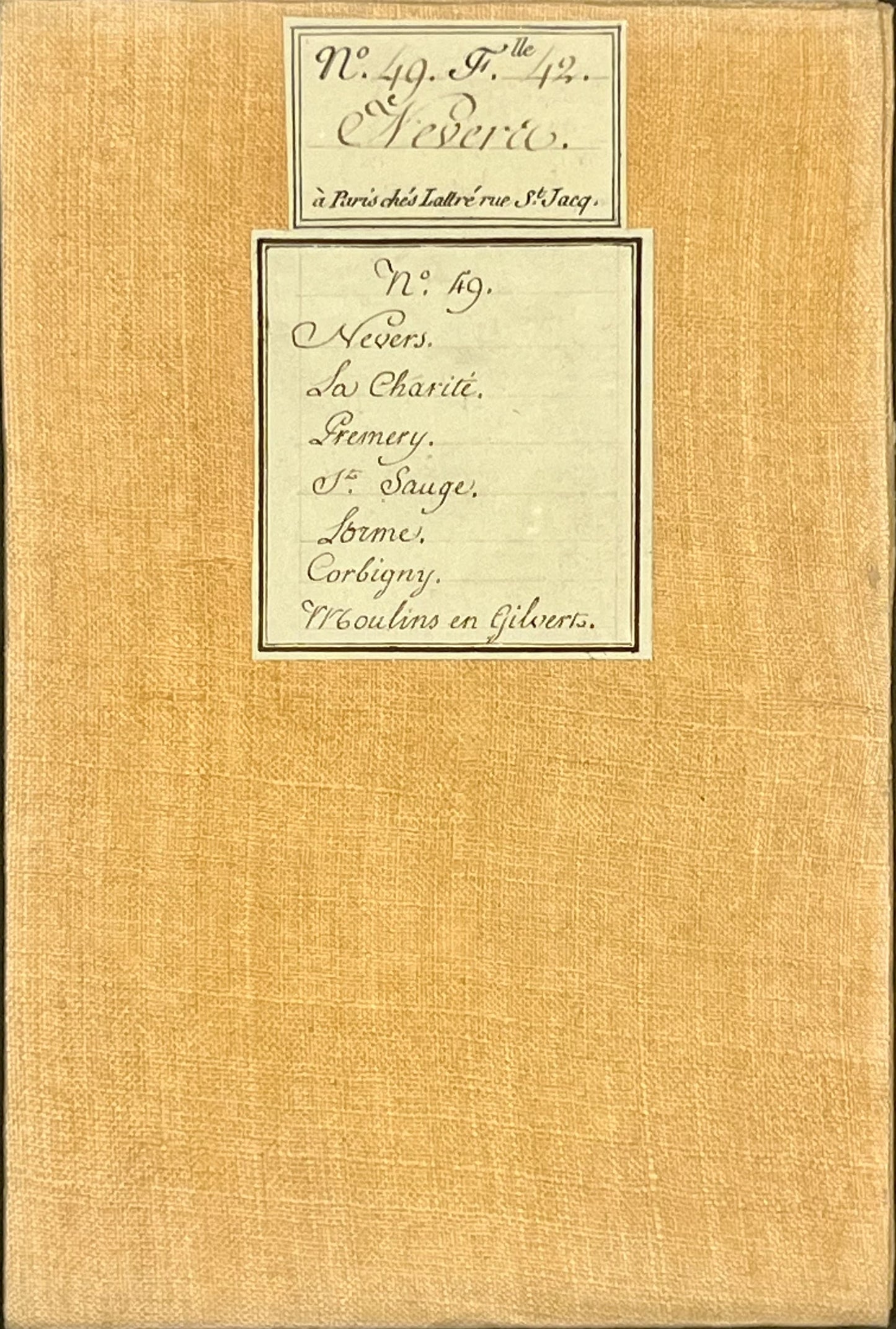 Carte Cassini ancienne entoilee Nevers