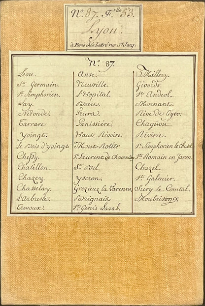 Carte Cassini entoilee ancienne Lyon