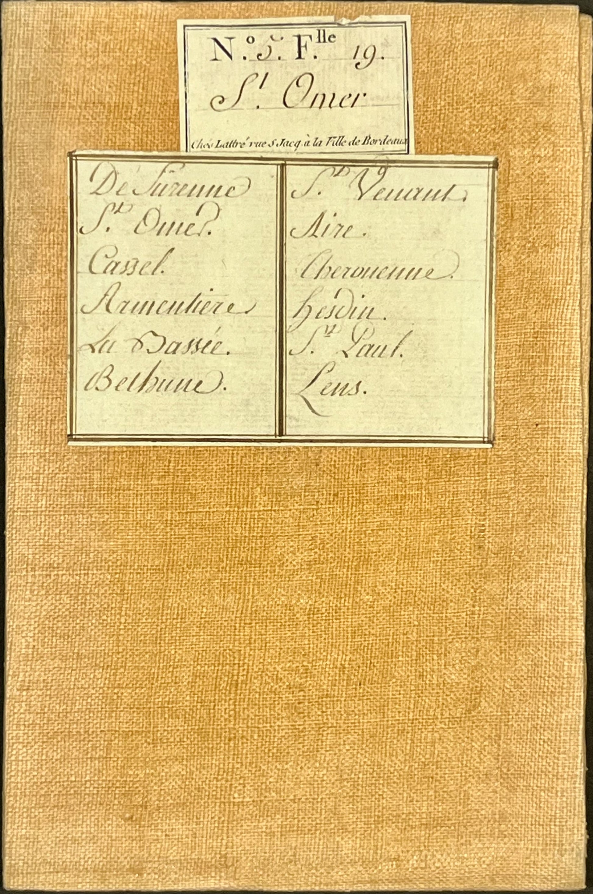 Carte Cassini entoilee ancienne Saint-Omer
