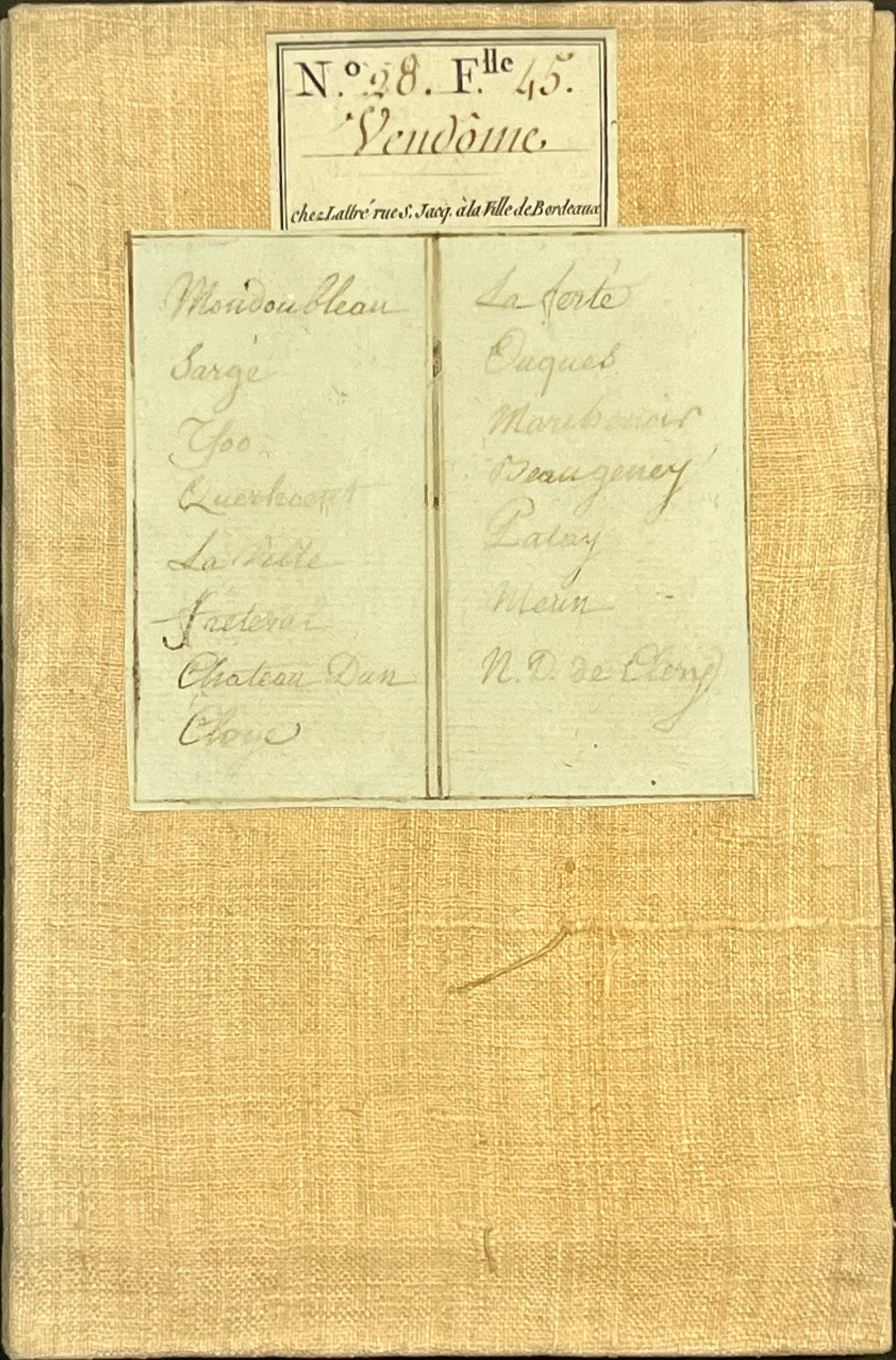 Carte Cassini entoilee ancienne Vendome