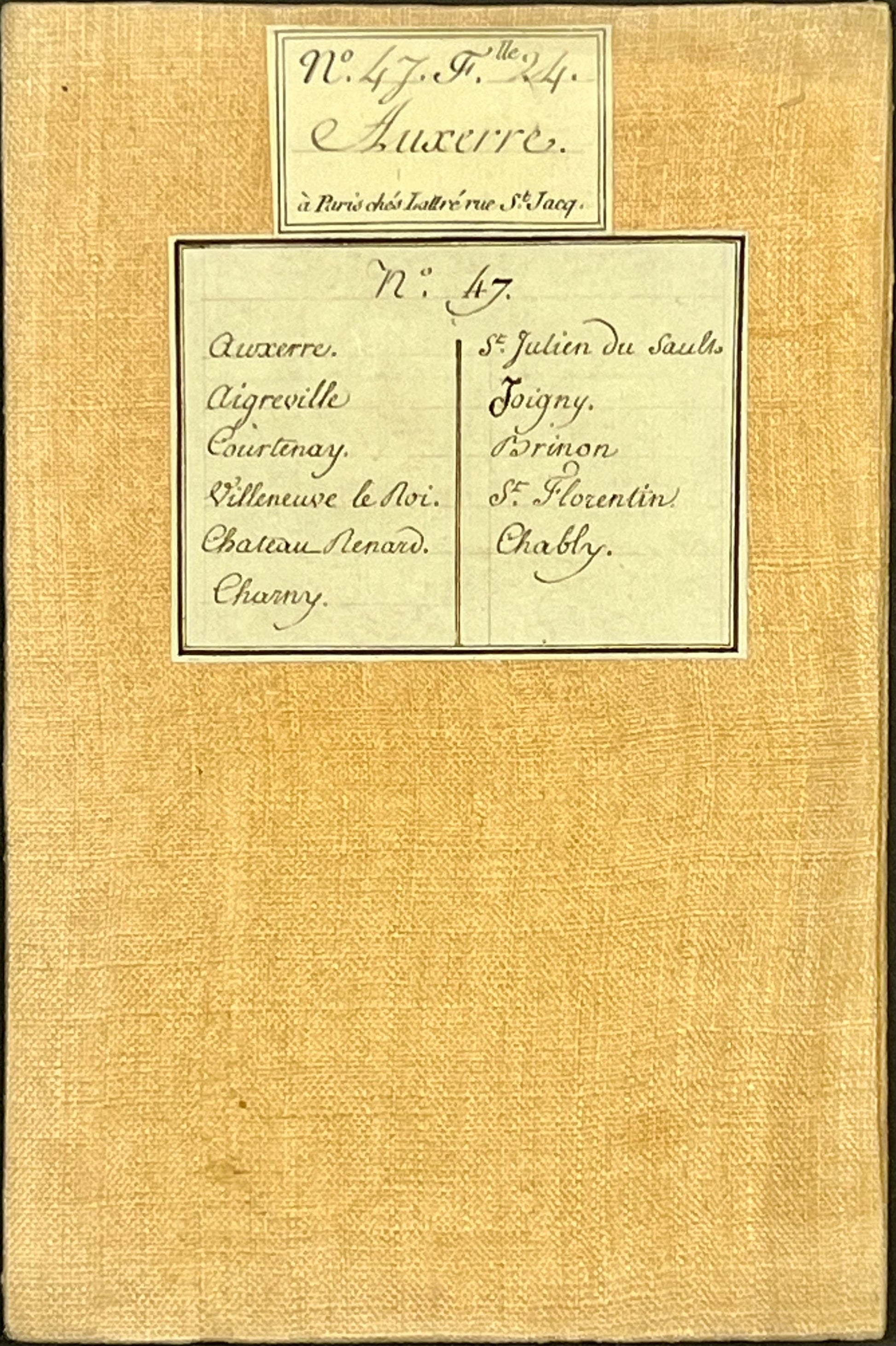 Carte Cassini entoilee ancienne Yonne