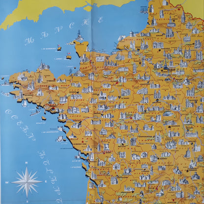 Zoom sur la côte atlantique de la carte de France, mettant en avant la Bretagne et les Pays de la Loire avec Nantes, Vannes et l'île de Noirmoutier.