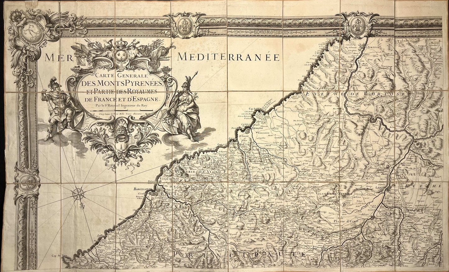 Carte Generale des Monts Pyrenees par Roussel