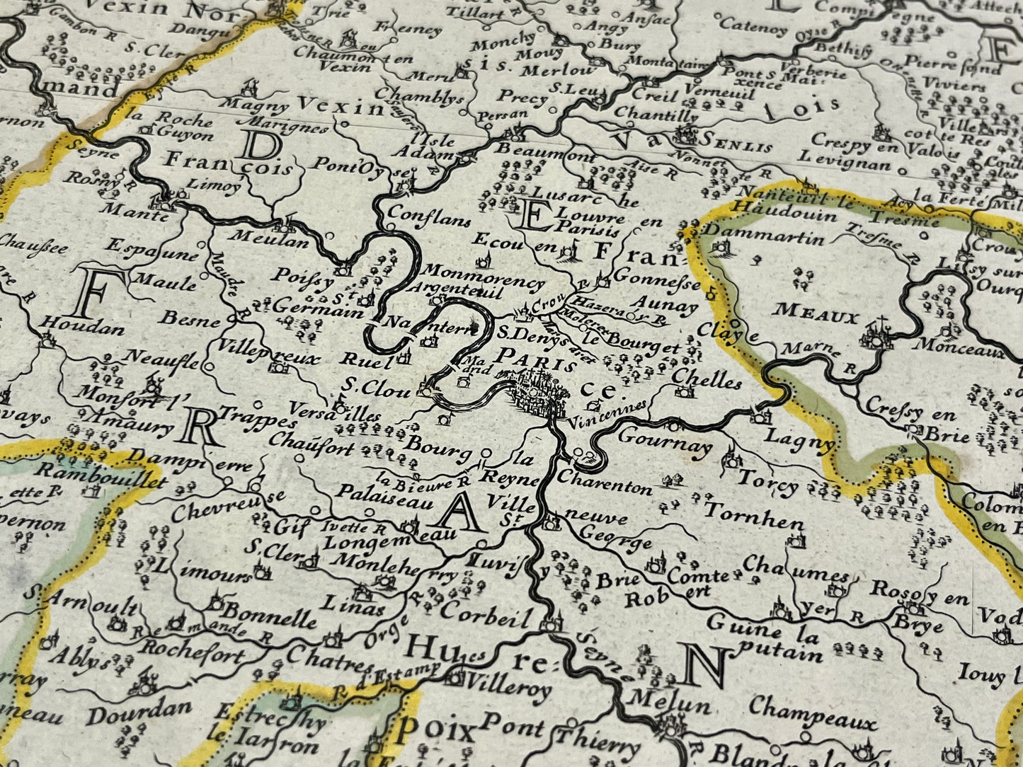 Carte Ile-de-France vintage XVIIe siecle