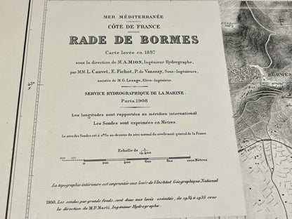 Carte Marine ancienne Rade Bormes-les-Mimosas