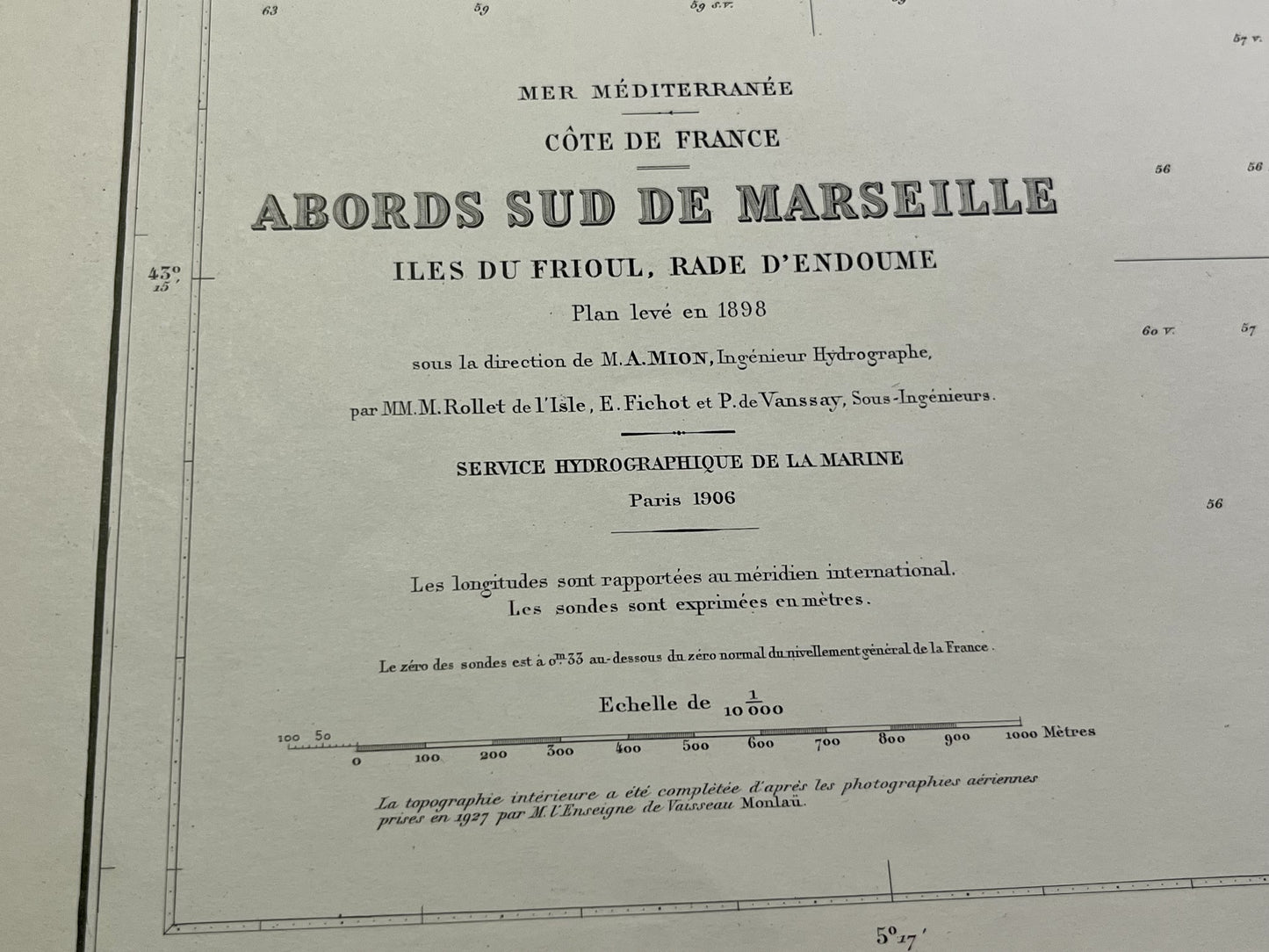 Carte ancienne Abords sud de Marseille