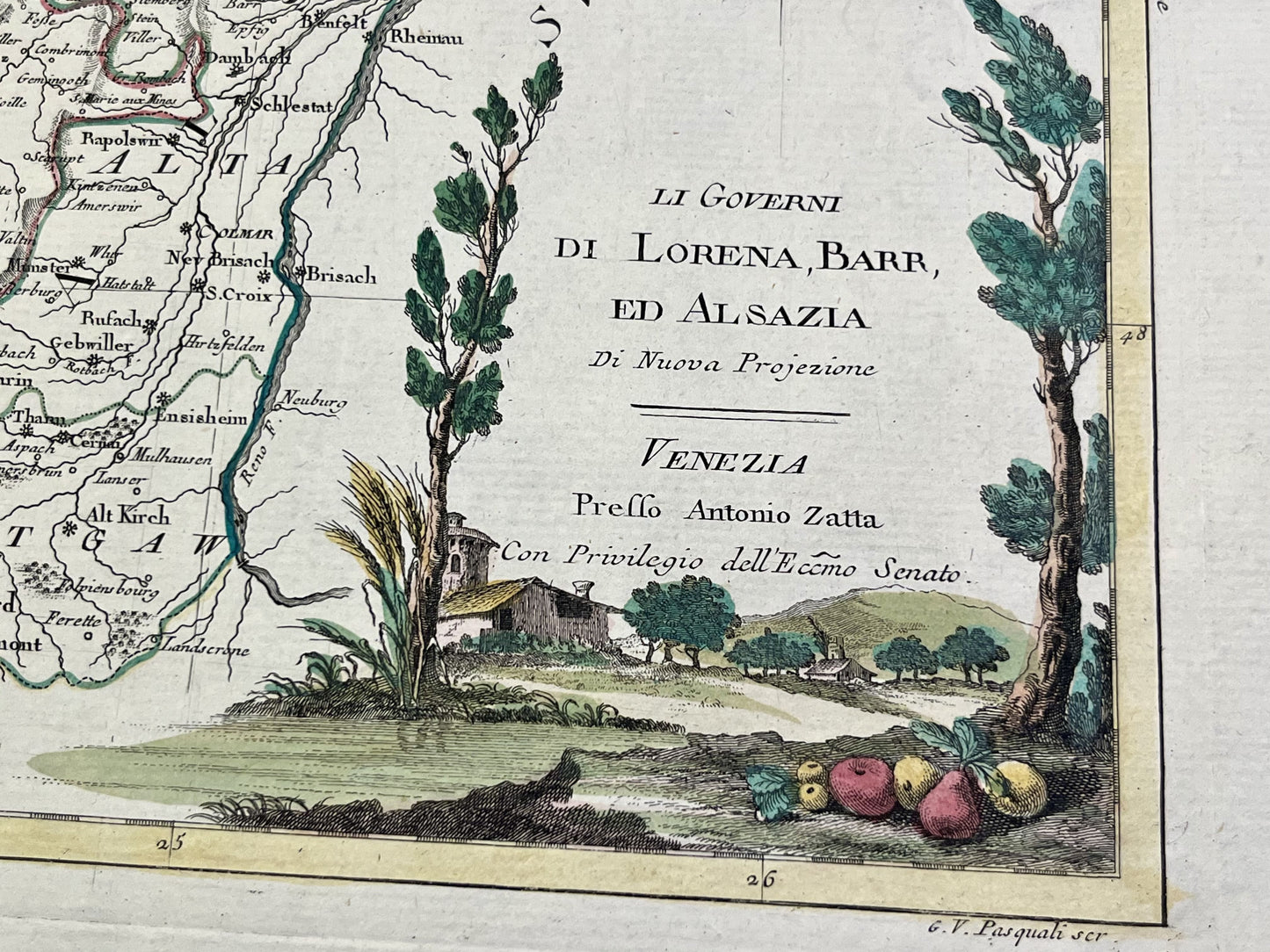 Carte ancienne Alsace et Lorraine par Antonio Zatta