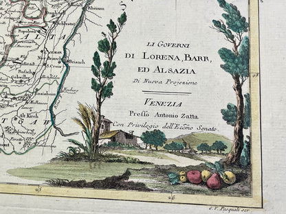 Carte ancienne Alsace et Lorraine par Antonio Zatta