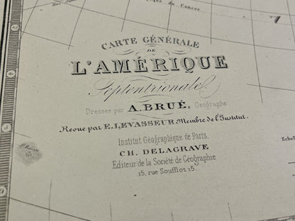 Carte ancienne Amerique du Nord par Brue