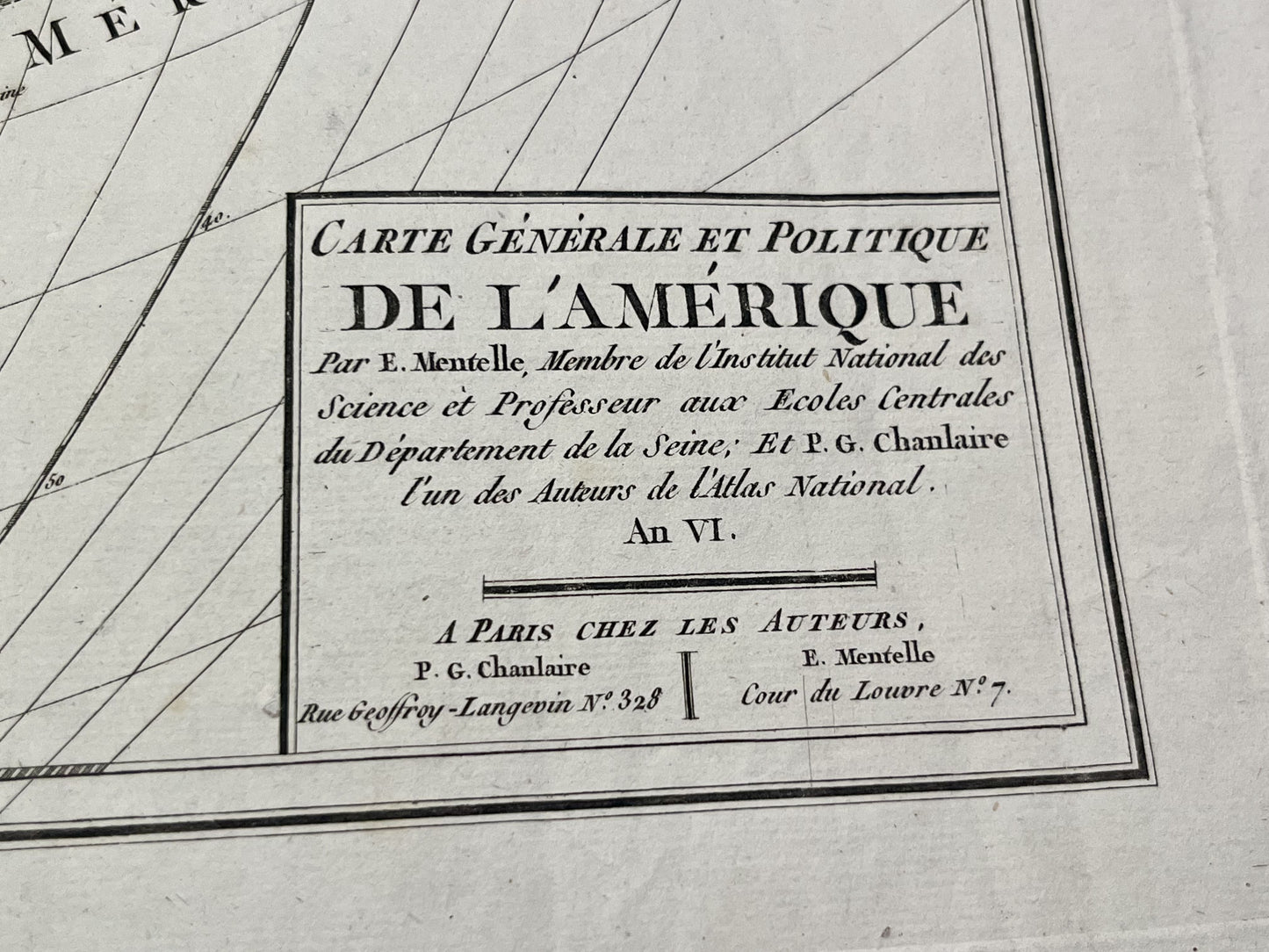 Carte ancienne Amerique par Chanlaire et Mentelle