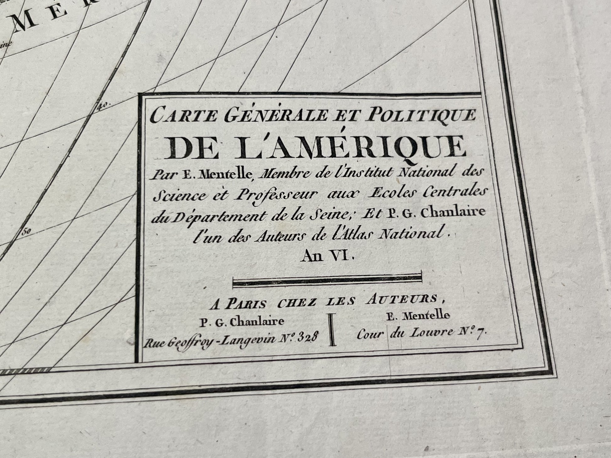 Carte ancienne Amerique par Chanlaire et Mentelle
