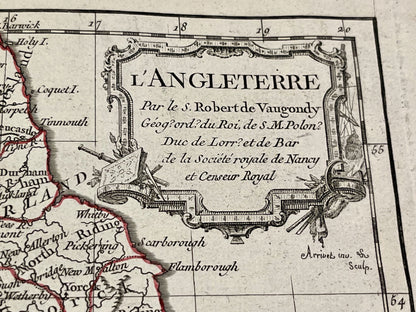 Carte ancienne Angleterre par Robert de Vaugondy